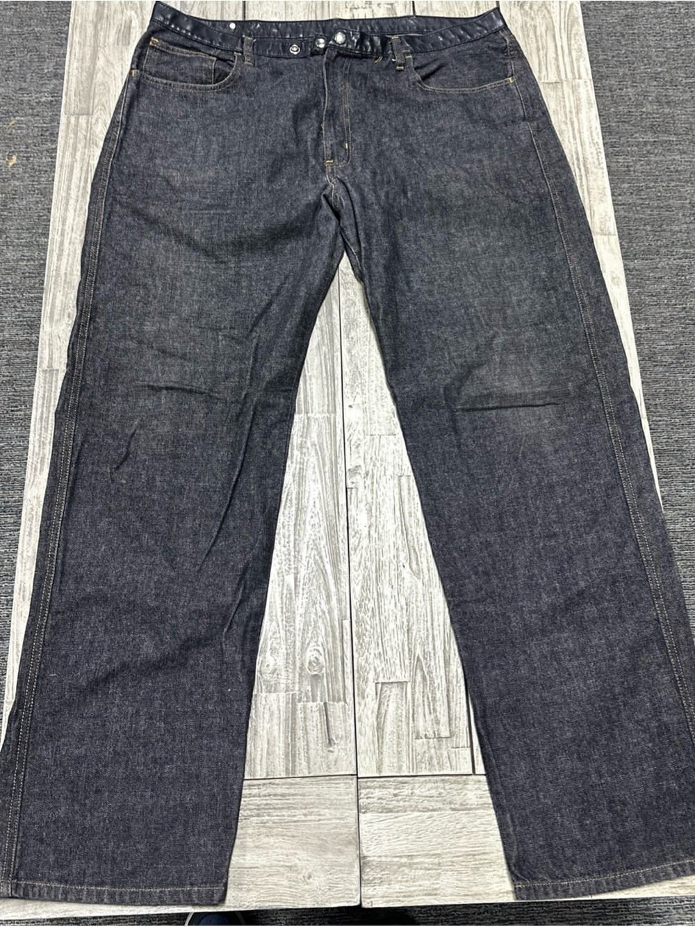 VTG 90s Ralph Lauren Polo Jeans RL67 Leather Waistband 40x34 Black
 Jeans